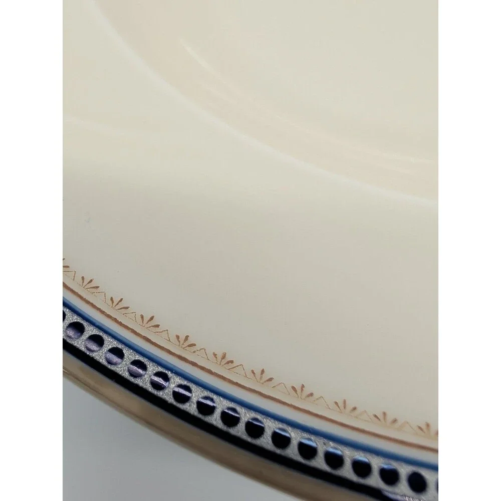 hutschenreuther selb Paul Muller Rimmed Soup Pasta Bowls Set Of 4 Blue Bands Dot